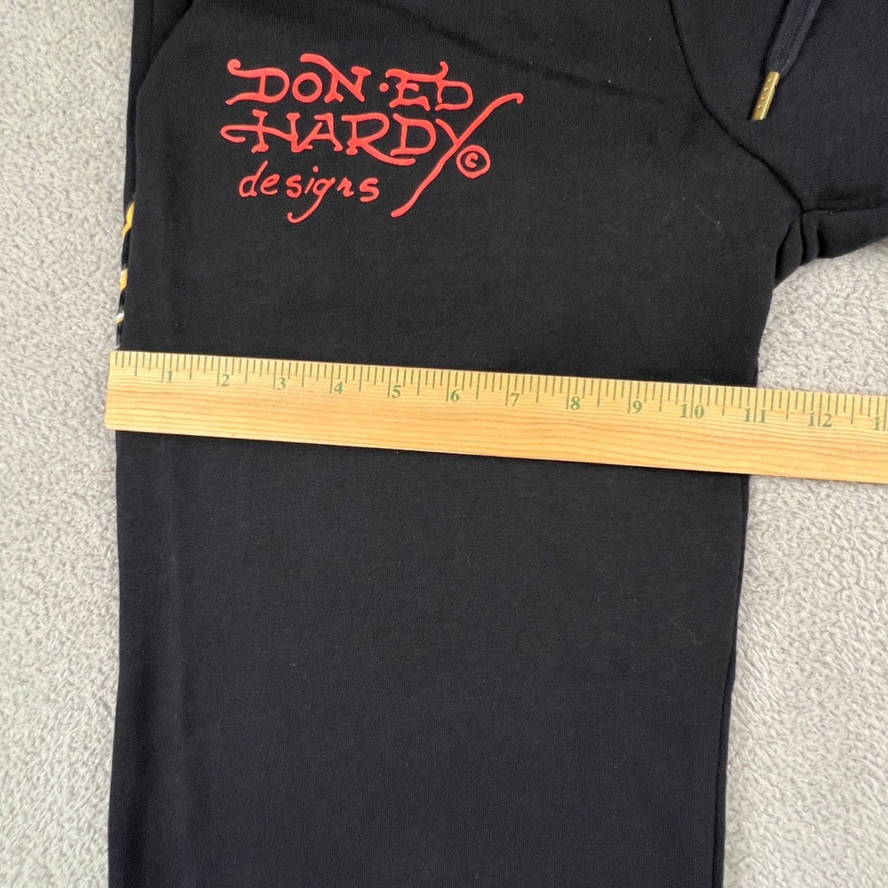 Ed Hardy Sweatpants Women Small Black Wide Leg Skull Graphic Y2K Streetwear Punk - Picture 12 of 16